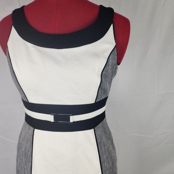 White House Black Market White Gray Black Sleeveless Knee Length Dress - 0 - Picture 2 of 12